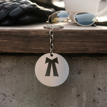 Round Metal Engraved Keychain