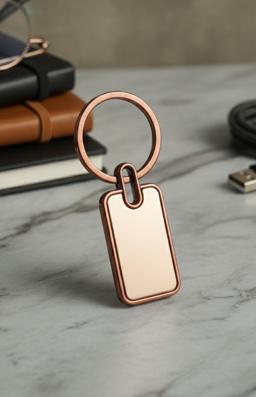 Rose Gold Rectangular Engraved Keychain