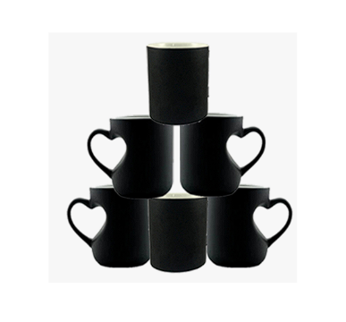 Black Heart Handle Sublimation Magic Mug